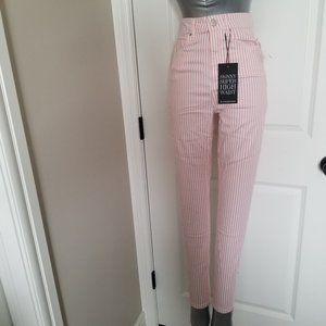Stradivarius Skinny Super High Waist Striped Jeans